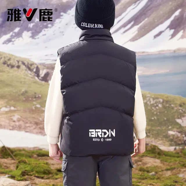 雅鹿 立领洋气简约纯色无袖羽绒马甲 青少年