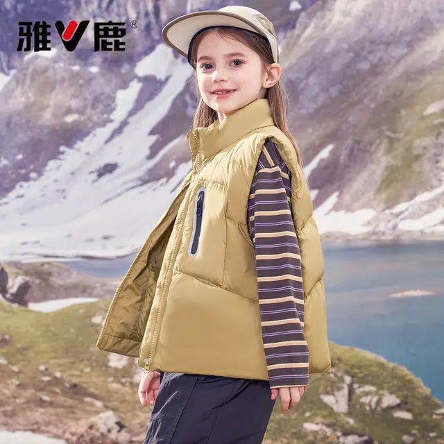 雅鹿 立领洋气简约纯色无袖羽绒马甲 青少年