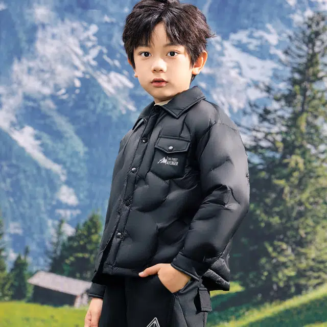 雅鹿 品牌纯色衬衫领轻薄羽绒服青少年