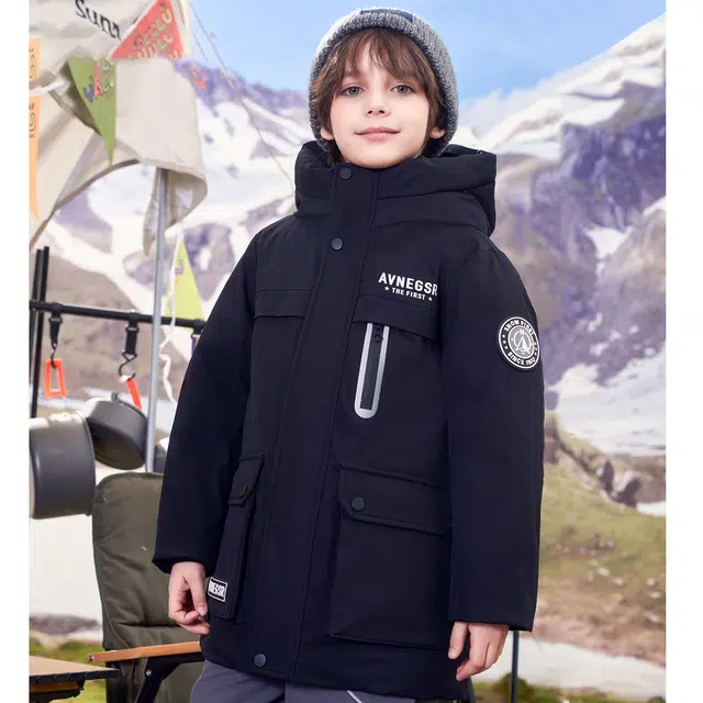 雅鹿 舒适亲肤简约拉链长袖羽绒服青少年