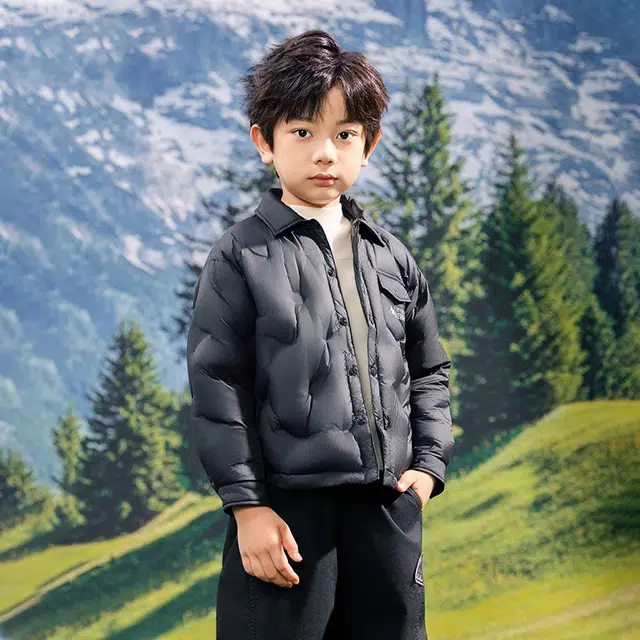 雅鹿 品牌纯色衬衫领轻薄羽绒服青少年