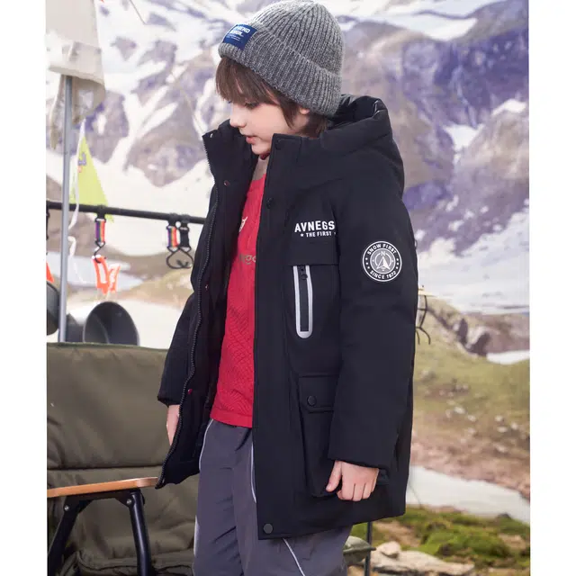 雅鹿 舒适亲肤简约拉链长袖羽绒服青少年