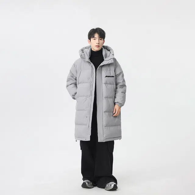 金贝勒 美式高街简约字母印花宽松连帽百搭保暖羽绒服 男女同款