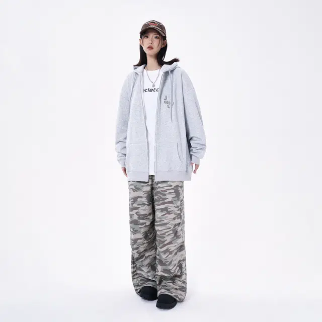 金贝勒 运动百搭休闲星星字母印花宽松落肩开衫拉链连帽卫衣 男女同款