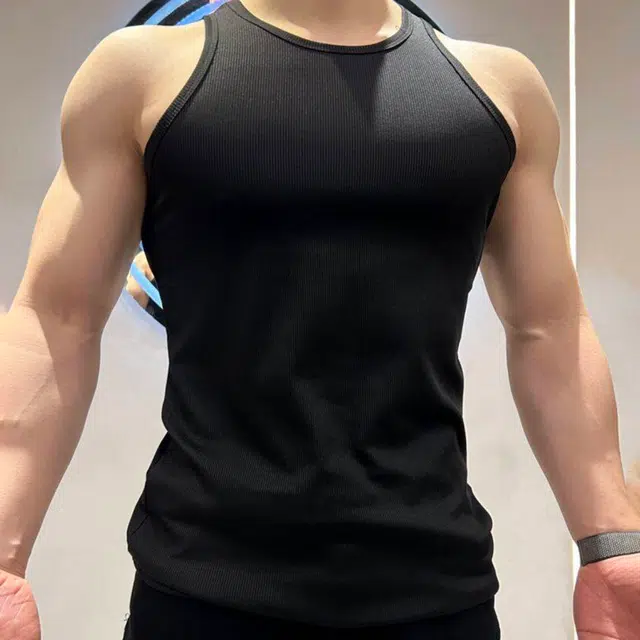 金贝勒 基础简约纯色运动速干紧身弹力健身背心 男女同款