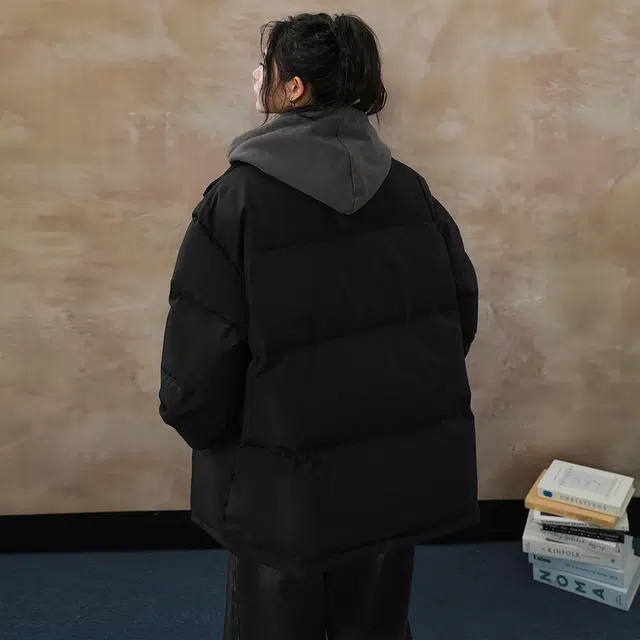 金贝勒 字母印花百搭休闲保暖假两件日常宽松休闲连帽加厚保暖防风御寒短款羽绒服 男女同款