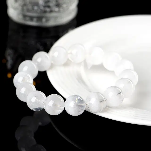 骊碧 香港轻奢白色幽灵聚宝盆圆珠高档浪漫有意义 表白仪式感 仿水晶 手串 女款