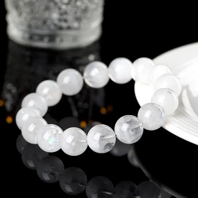 骊碧 香港轻奢白色幽灵聚宝盆圆珠高档浪漫有意义 表白仪式感 仿水晶 手串 女款