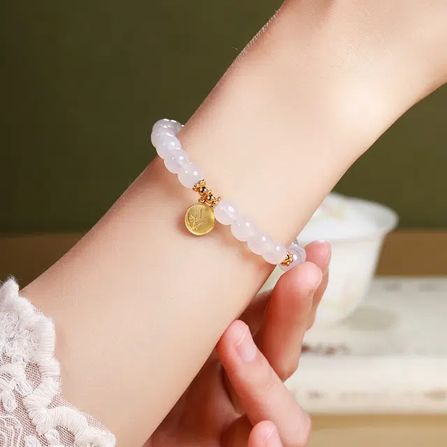 骊碧 蕙质兰心兰花圆牌新中式小众高级感天然 玉髓 手串 女款