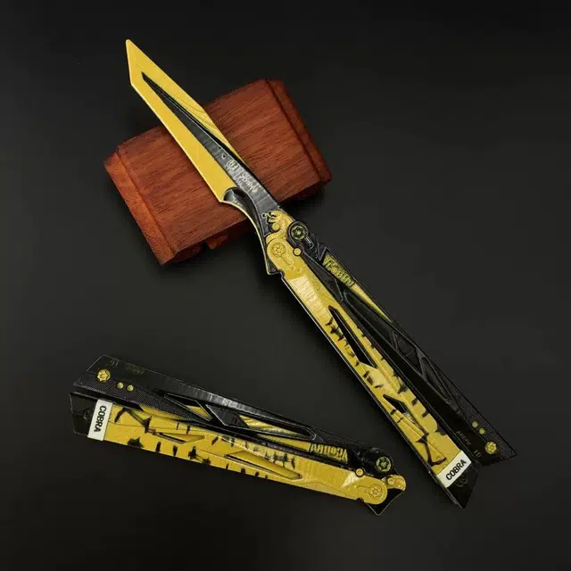 萌益兔 北极星手刃弹簧合金蝴蝶刀金属工艺品武器合金伸缩男生玩具 未开刃 其他静态模型