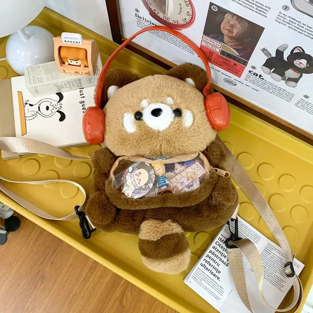 萌益兔 可爱耳机小熊猫 软萌治愈陪伴安抚卡通 玩偶周边