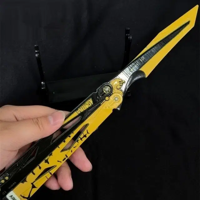 萌益兔 北极星手刃弹簧合金蝴蝶刀金属工艺品武器合金伸缩男生玩具 未开刃 其他静态模型