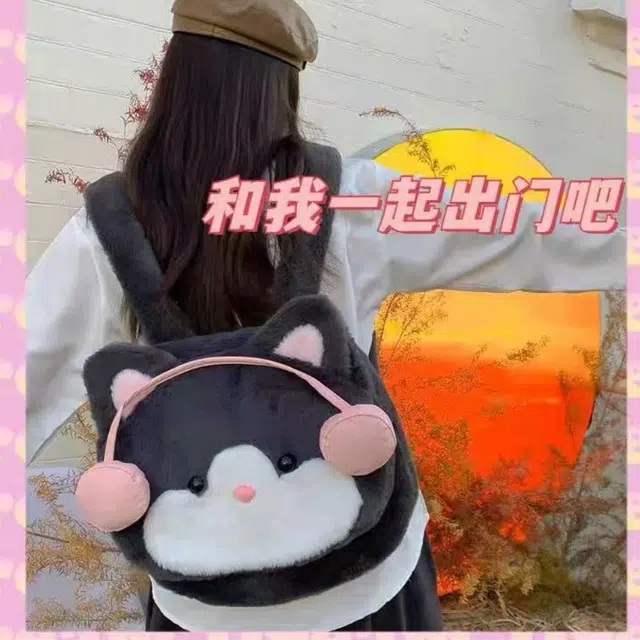 萌益兔 可爱耳机猫咪 卡通萌趣陪伴安抚 玩偶周边