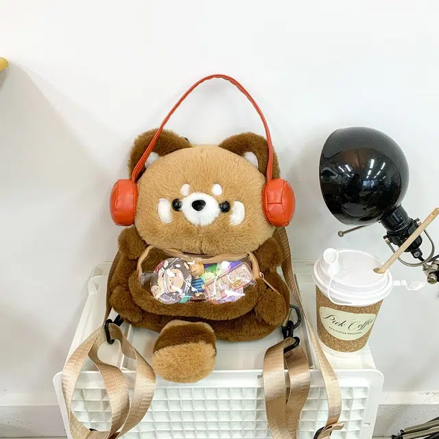 萌益兔 可爱耳机小熊猫 软萌治愈陪伴安抚卡通 玩偶周边