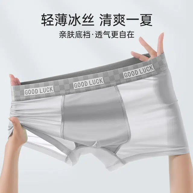顶瓜瓜 轻薄凉感冰丝舒适吸湿透气速干高弹无痕裸感休闲内裤 男款 组合装