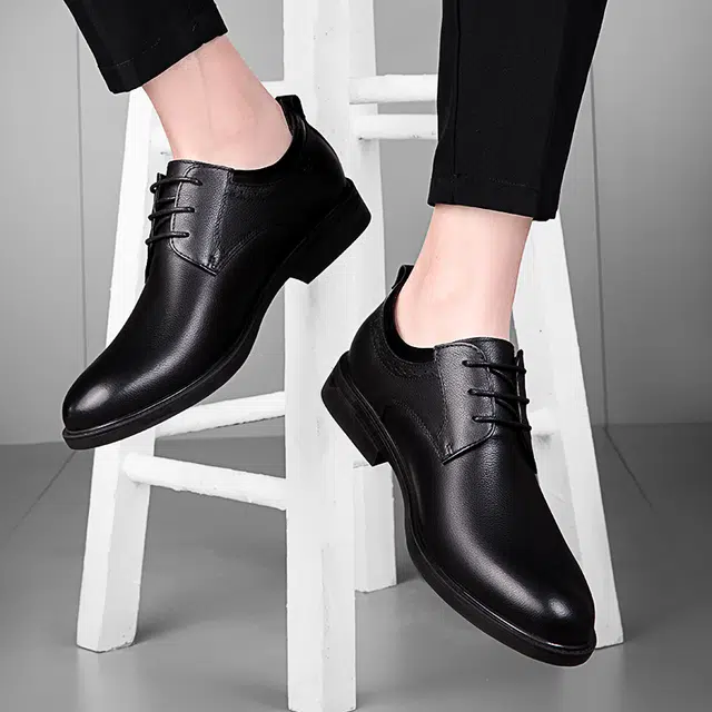 八哥 舒适时尚经典 正装皮鞋 男女同款 黑色