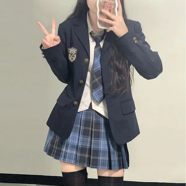 豹了个猫 日系制服四件套学院风校供感毕业季氛围感通勤裙装套装 女款
