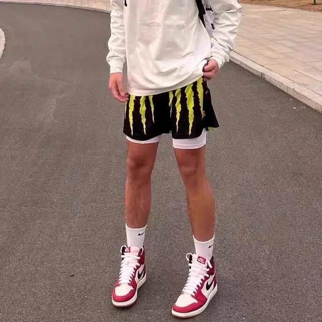 豹了个猫 美式抓痕爪印网眼透气运动健身短裤篮球裤 男女同款