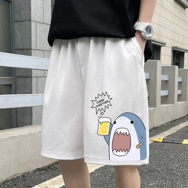 豹了个猫 美式复古卡通可爱 夏季五分裤休闲短裤 男女同款