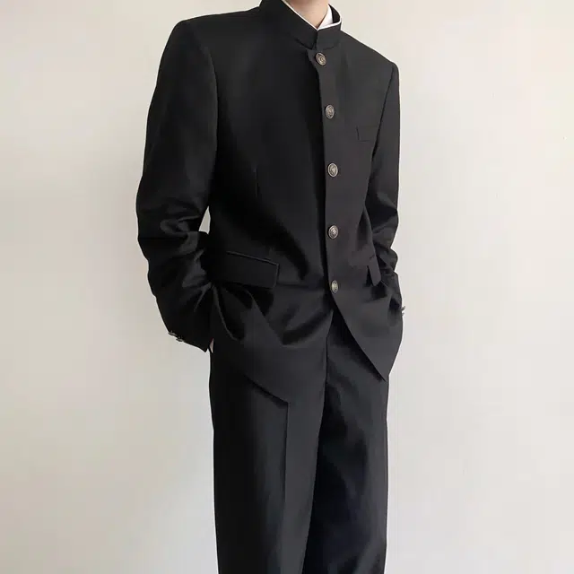 豹了个猫 中山装制服热血痞帅高校通勤西装套装 男款