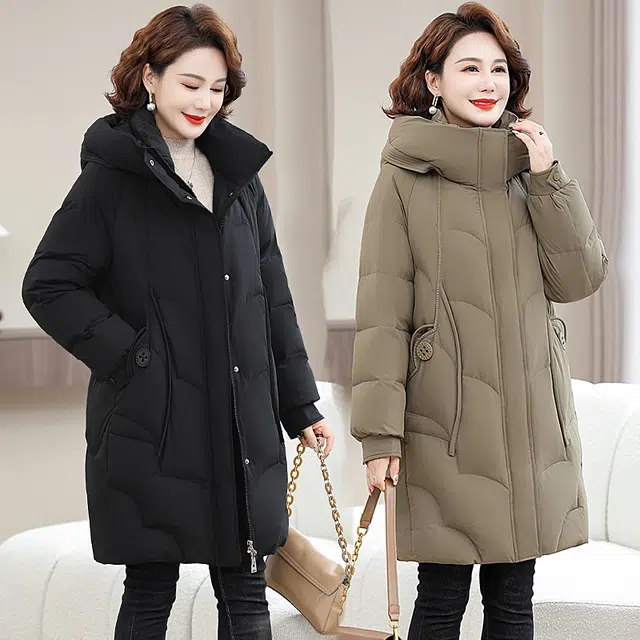 雅鹿 户外防寒冬季中长款纯色休闲时尚长袖羽绒服 女款