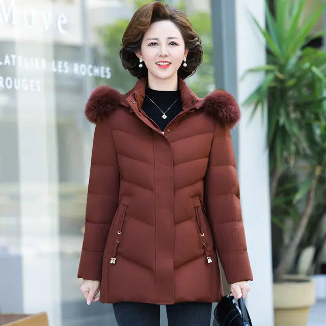 雅鹿 中年妈妈装时尚加厚保暖羽绒服 女款