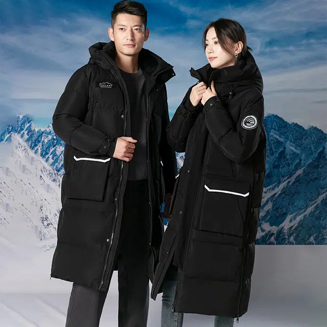 雅鹿 连帽拉链纯色长袖羽绒服 男女同款