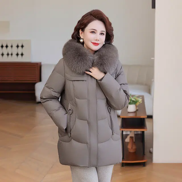 雅鹿 中年妈妈装中长款时尚高档羽绒服 女款