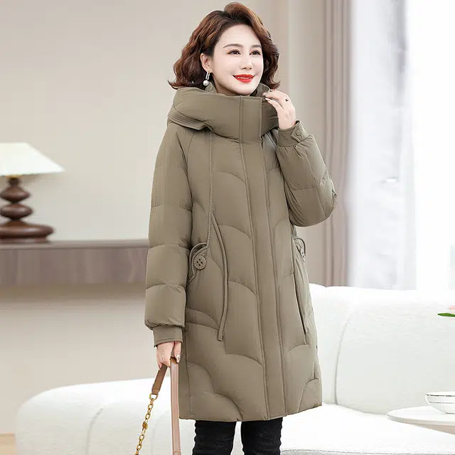 雅鹿 户外防寒冬季中长款纯色休闲时尚长袖羽绒服 女款