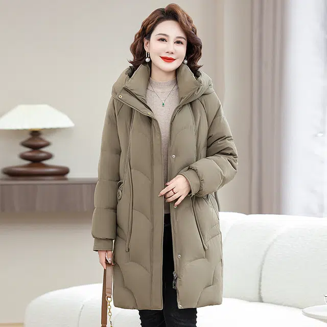 雅鹿 户外防寒冬季中长款纯色休闲时尚长袖羽绒服 女款