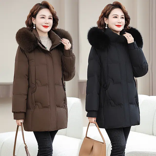 雅鹿 纯色连帽加厚羽绒服 女款