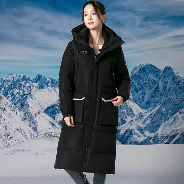 雅鹿 连帽拉链纯色长袖羽绒服 男女同款