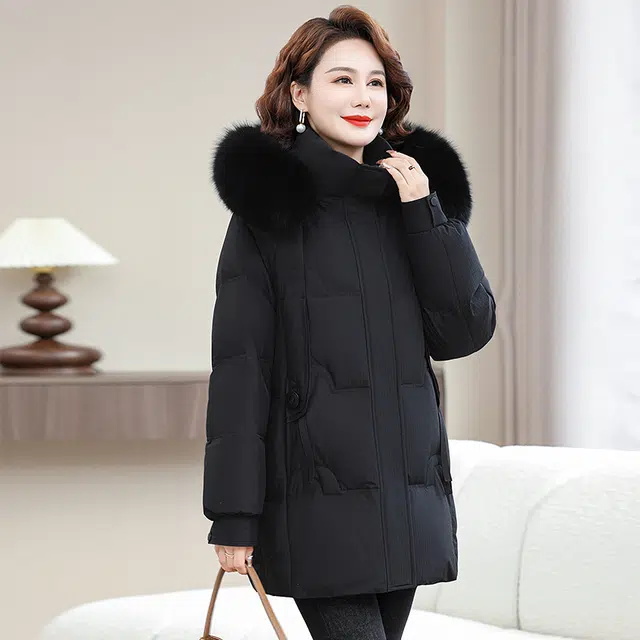 雅鹿 纯色连帽加厚羽绒服 女款