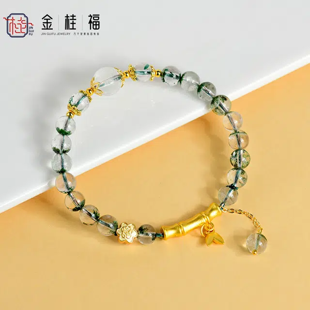 【竹节】 金桂福 新中式高潮招财纳福 小众轻奢 学业有成 好运# 绿幽灵 手串 男女同款情侣款