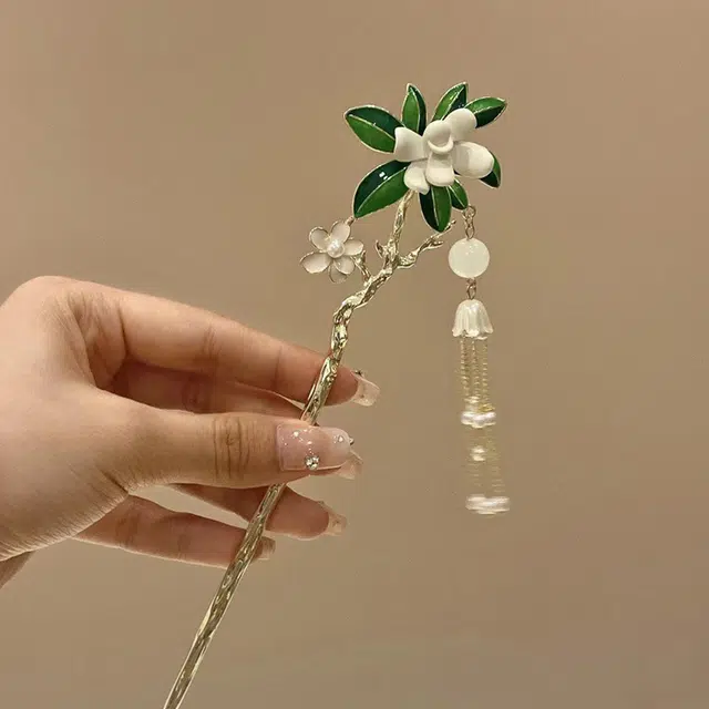 简应舒 古风气质盘栀子花 合金 配件发簪 男女同款情侣款