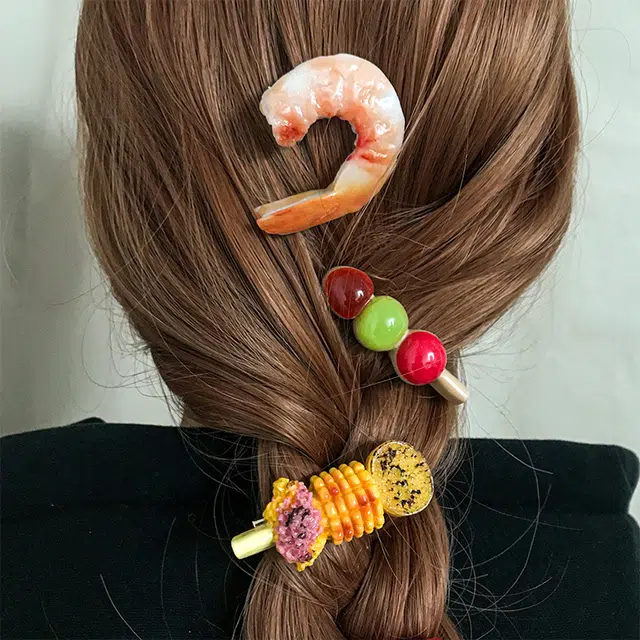 简应舒 关东煮烧烤 树脂 发夹 男女同款情侣款