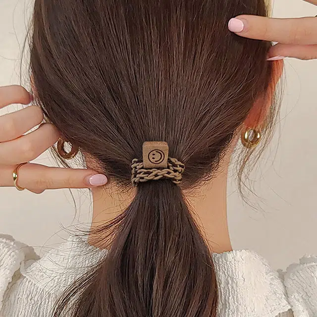 简应舒 简约耐用笑脸 橡筋 发圈 男女同款情侣款