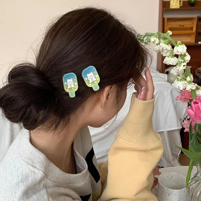 简应舒 甜筒冰激凌发光 亚克力 发夹 男女同款情侣款