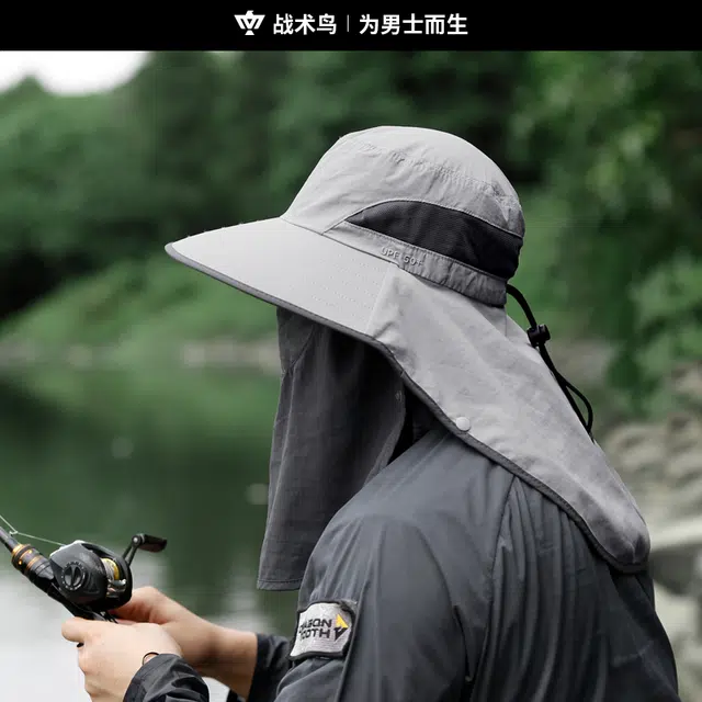 战术鸟 护颈一体大头围#好运 尼龙 渔夫帽 男女同款情侣款