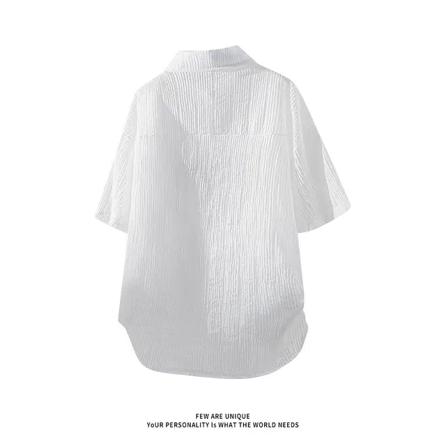 大白鲨 品牌高端宽松透气防晒纯色沙滩度假旅游夏季短袖衬衫 男女同款