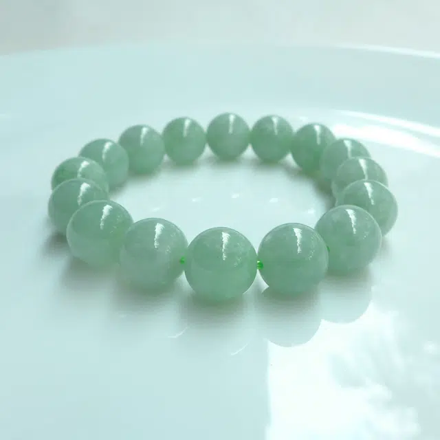 芳翠缘 直径约   浅绿色 佛珠两用款约 糯种 翡翠手串 男女同款情侣款