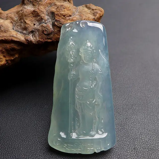芳翠缘 [地藏王菩萨] 翡翠起胶精雕地藏王菩萨 糯种 吊坠 男女同款情侣款
