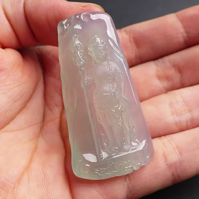 芳翠缘 [地藏王菩萨] 翡翠起胶精雕地藏王菩萨 糯种 吊坠 男女同款情侣款