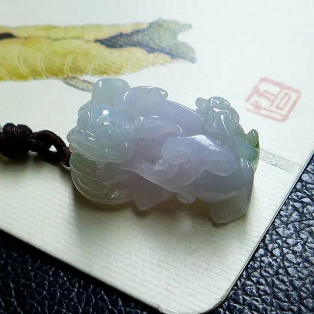 芳翠缘 [春彩貔貅玉佩挂件] 挂坠 糯种 翡翠吊坠 男女同款情侣款
