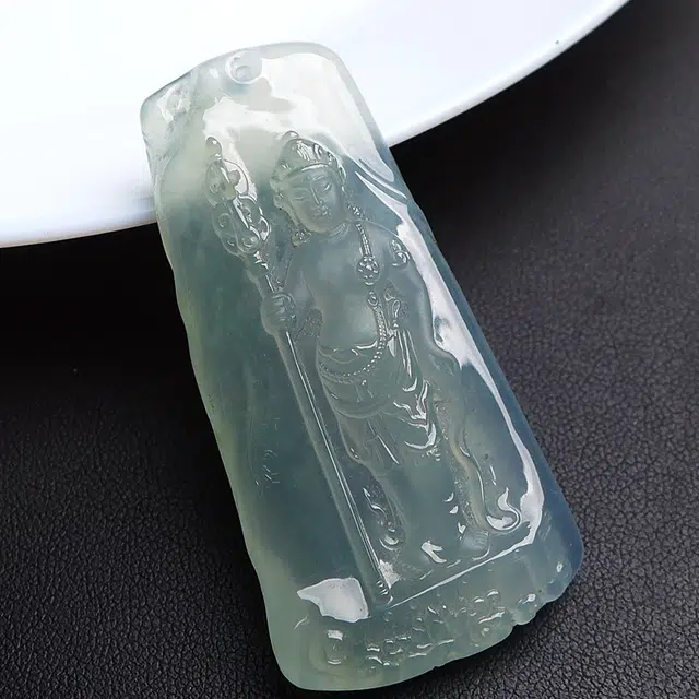 芳翠缘 [地藏王菩萨] 翡翠起胶精雕地藏王菩萨 糯种 吊坠 男女同款情侣款