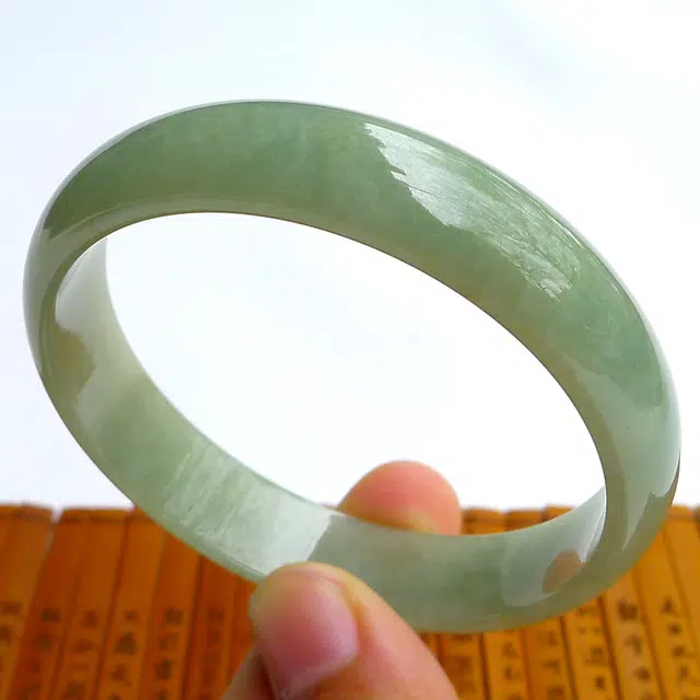 芳翠缘 天然正品平安玉 糯种 翡翠手镯 女款