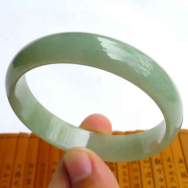 芳翠缘 天然正品平安玉 糯种 翡翠手镯 女款