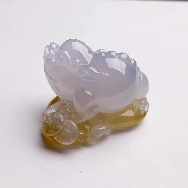 芳翠缘 大师工艺三足金蟾 俏色冰黄翡 糯种 翡翠吊坠 男女同款情侣款
