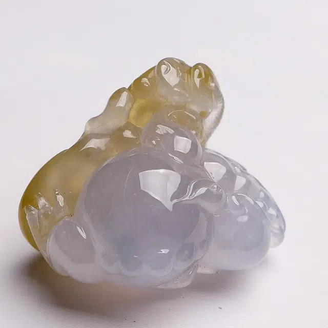 芳翠缘 大师工艺三足金蟾 俏色冰黄翡 糯种 翡翠吊坠 男女同款情侣款