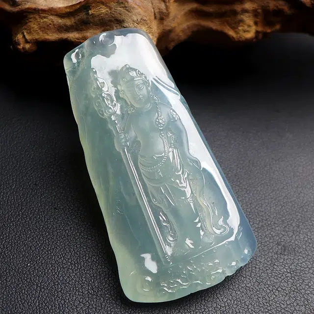 芳翠缘 [地藏王菩萨] 翡翠起胶精雕地藏王菩萨 糯种 吊坠 男女同款情侣款